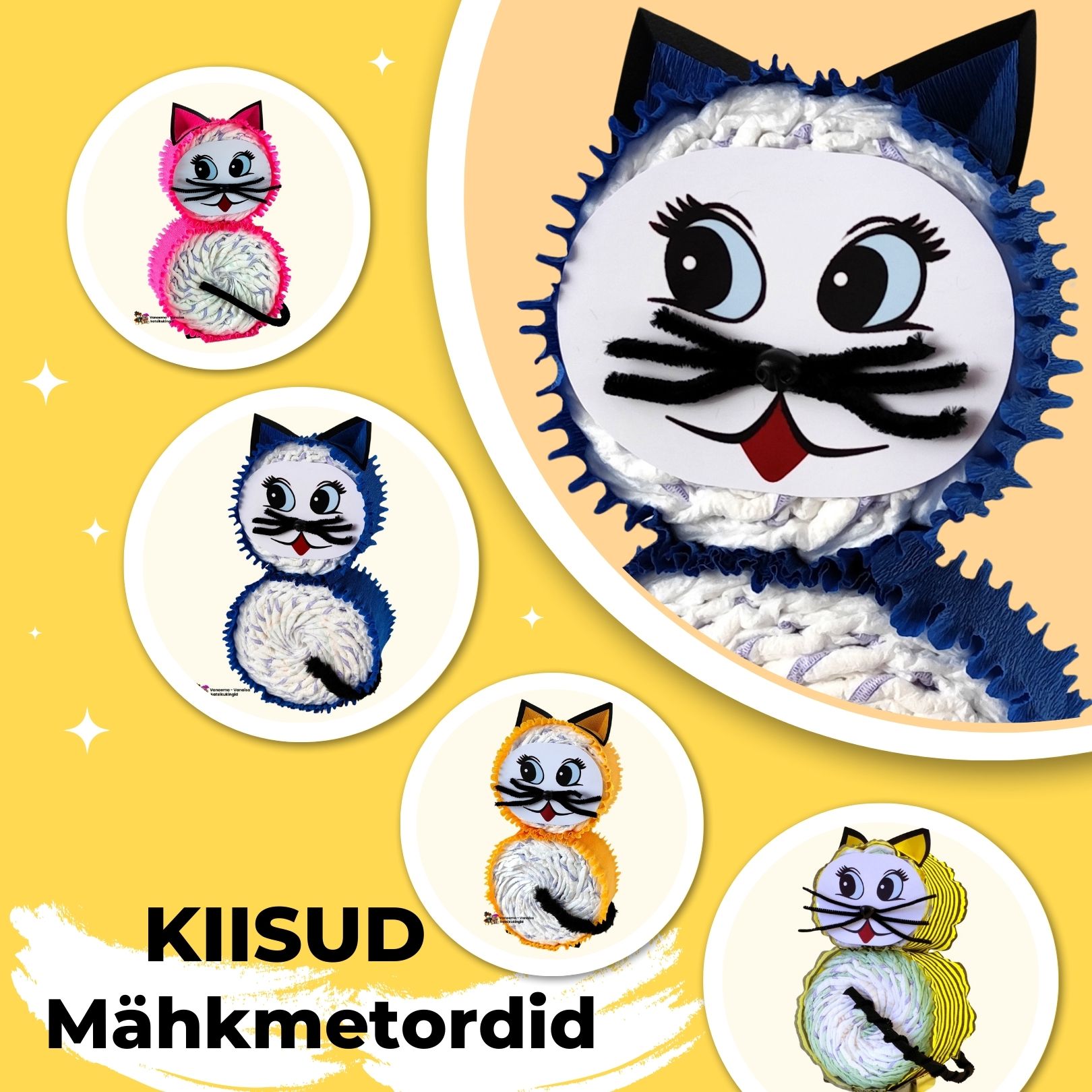 Kingi mähkmetort - käsitööna mähkmetest valmistatud KIISU!