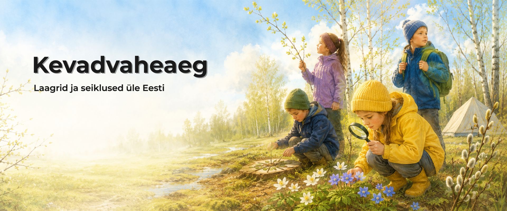 Lapsed avastavad kevadlaagris tärkavat loodust, uurivad kevadlilli ja valmistuvad matkaks.