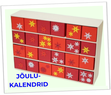 Lastele mõeldud punane jõulukalender väikeste sahtlitega